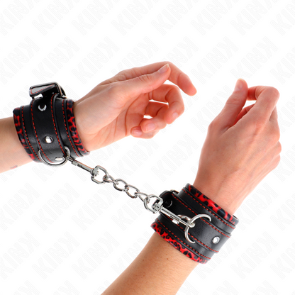 KINK - BRACCIALETTI FODERATI ROSSO/NERO REGOLABILI 17-29 CM X 6 CM