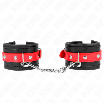 KINK - BRACCIALETTI NERI CON CINTURINO ROSSO REGOLABILE 17-28 CM X 6 CM