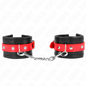 KINK - BRACCIALETTI NERI CON CINTURINO ROSSO REGOLABILE 17-28 CM X 6 CM
