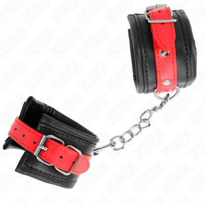 KINK - BRACCIALETTI NERI CON CINTURINO ROSSO REGOLABILE 17-28 CM X 6 CM
