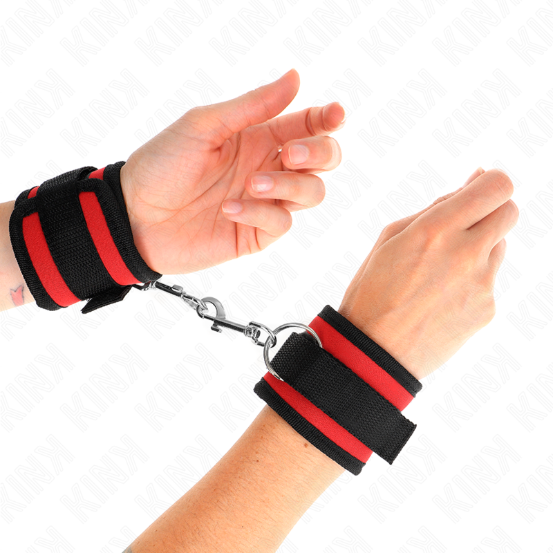 KINK - BRACCIALETTI IN NYLON ROSSO-NERO MODELLO 2 REGOLABILI 18-35 CM X 6 CM