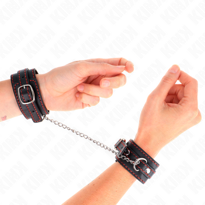 KINK - BRACCIALETTI NERI PICCOLI CON DETTAGLI ROSSI REGOLABILI 14-24 CM X 3,5 CM