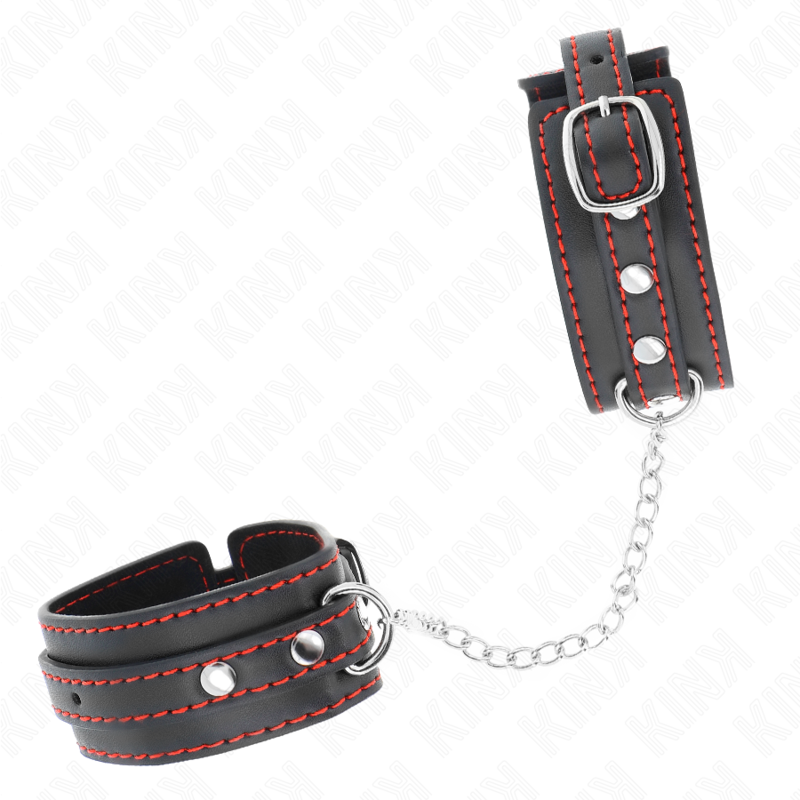 KINK - BRACCIALETTI NERI PICCOLI CON DETTAGLI ROSSI REGOLABILI 14-24 CM X 3,5 CM