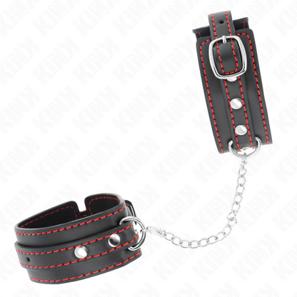 KINK - BRACCIALETTI NERI PICCOLI CON DETTAGLI ROSSI REGOLABILI 14-24 CM X 3,5 CM