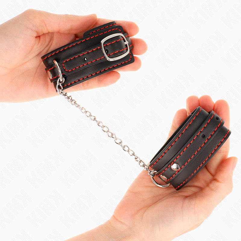 KINK - BRACCIALETTI NERI PICCOLI CON DETTAGLI ROSSI REGOLABILI 14-24 CM X 3,5 CM