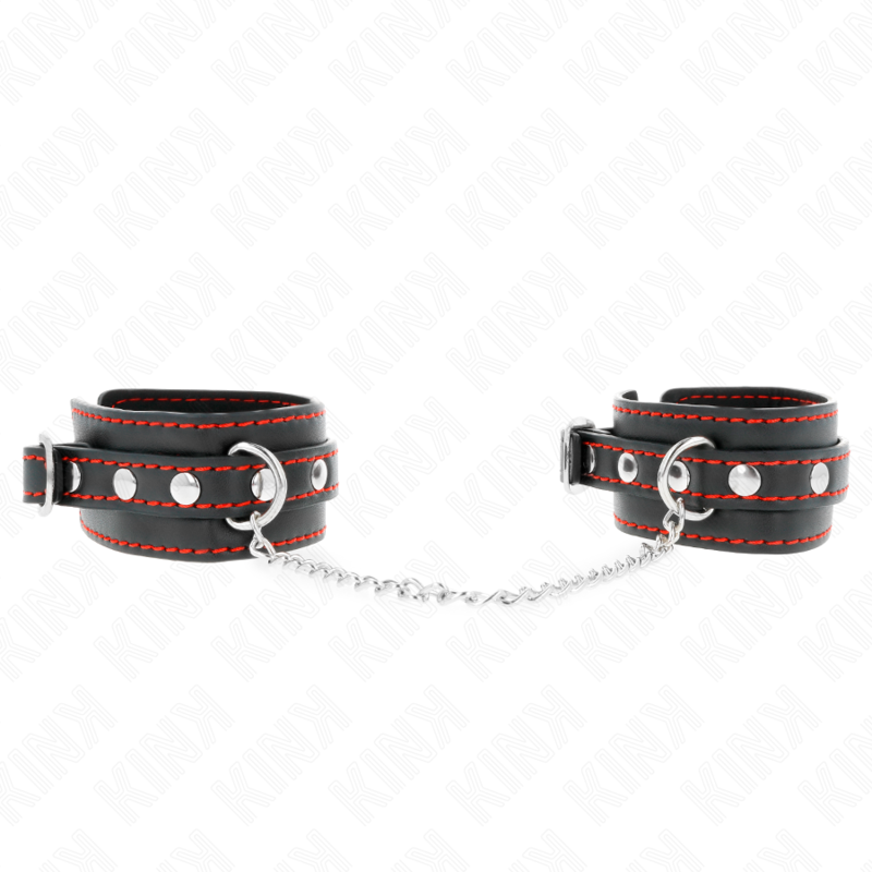 KINK - BRACCIALETTI NERI PICCOLI CON DETTAGLI ROSSI REGOLABILI 14-24 CM X 3,5 CM