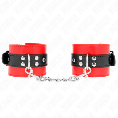 KINK - BRACCIALETTI ROSSI CON CINTURINO NERO REGOLABILE 17-28 CM X 6 CM