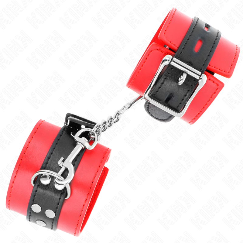 KINK - BRACCIALETTI ROSSI CON CINTURINO NERO REGOLABILE 17-28 CM X 6 CM