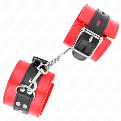KINK - BRACCIALETTI ROSSI CON CINTURINO NERO REGOLABILE 17-28 CM X 6 CM