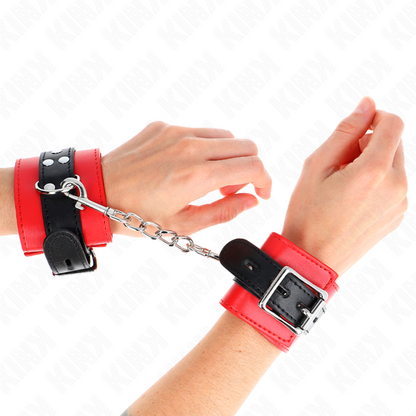 KINK - BRACCIALETTI ROSSI CON CINTURINO NERO REGOLABILE 17-28 CM X 6 CM