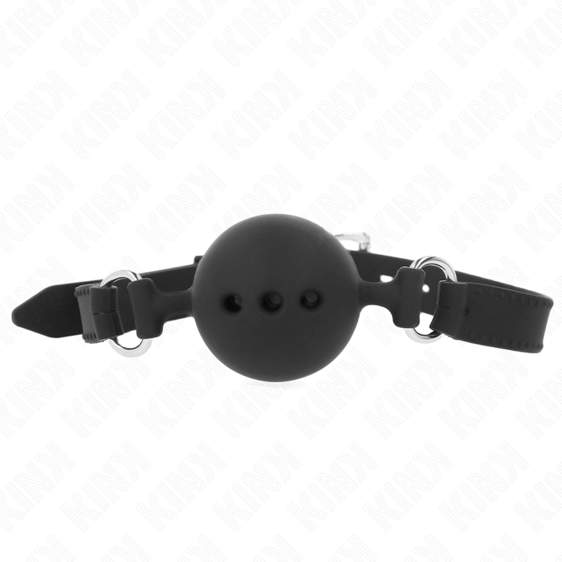 KINK - BAVAGLIO 55 x 2 CM PALLA 4,5 CM PIENO SILICONE TAGLIA M NERO REGOLABILE 35-51 CM
