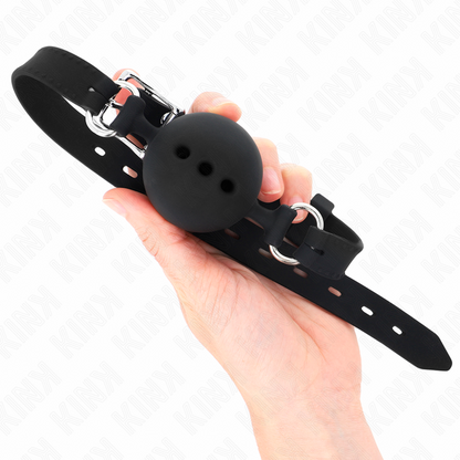 KINK - BAVAGLIO 55 x 2 CM PALLA 4,5 CM PIENO SILICONE TAGLIA M NERO REGOLABILE 35-51 CM
