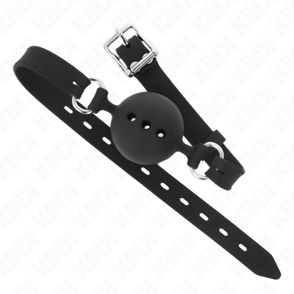 KINK - BAVAGLIO 55 x 2 CM PALLA 4,5 CM PIENO SILICONE TAGLIA M NERO REGOLABILE 35-51 CM
