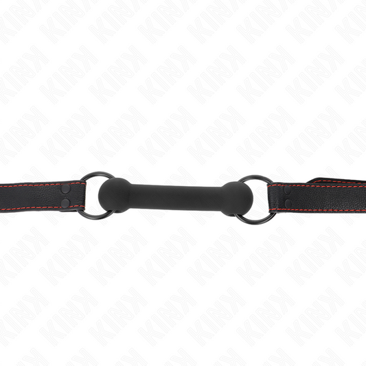 KINK - BAVAGLIO A FORMA DI OSSO CON CINTURINO REGOLABILE IN SIMILPELLE NERA 41-57 CM