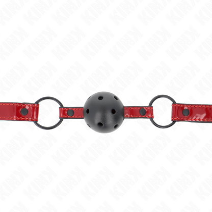 KINK - BALL GAG IN SIMILPELLE LUCIDA DA 4,5 CM 63,5 X 2 CM REGOLABILE 41 X 59 CM