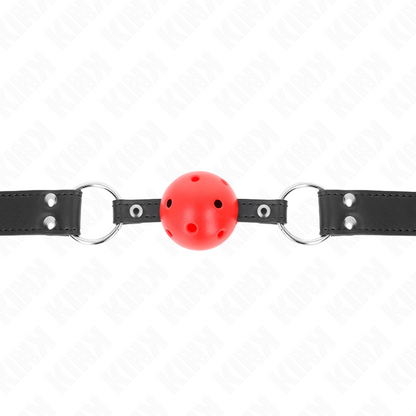 KINK - BALL GAG 4 CM TRASPIRANTE CON DOPPIO RIVETTO IN PELLE 62 x 2,5 CM REGOLABILE 42-58 CM
