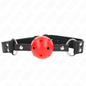 KINK - BALL GAG 4 CM TRASPIRANTE CON DOPPIO RIVETTO IN PELLE 62 x 2,5 CM REGOLABILE 42-58 CM
