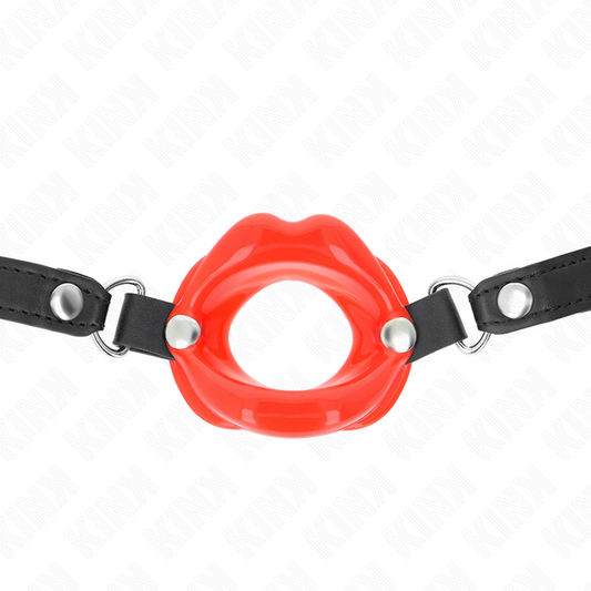 KINK - BAFFO PER LABBRA DA 8 CM CON CINTURINO IN SIMILPELLE ROSSO 63 x 2 CM REGOLABILE 39-58 CM