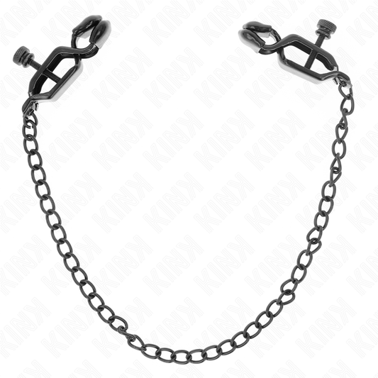 KINK - MORSETTI PER CAPEZZOLI PIATTI NERI CON CATENA NERA 30 CM