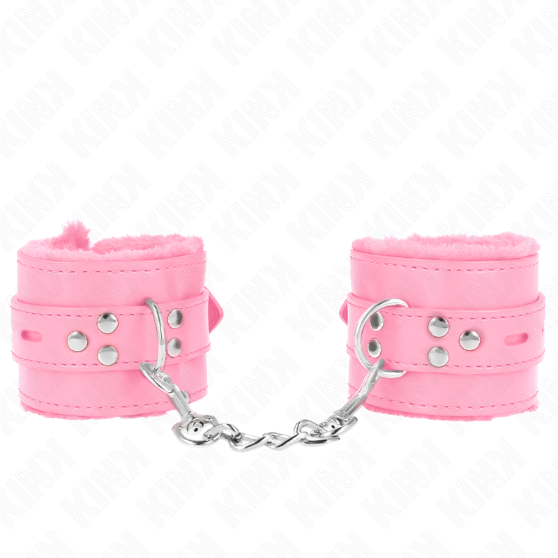 KINK - BRACCIALETTI ROSA CON FODERINE A FORI QUADRATI E CINTURINO ROSA REGOLABILE 17-29 CM X 6 CM