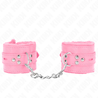 KINK - BRACCIALETTI ROSA CON FODERINE A FORI QUADRATI E CINTURINO ROSA REGOLABILE 17-29 CM X 6 CM