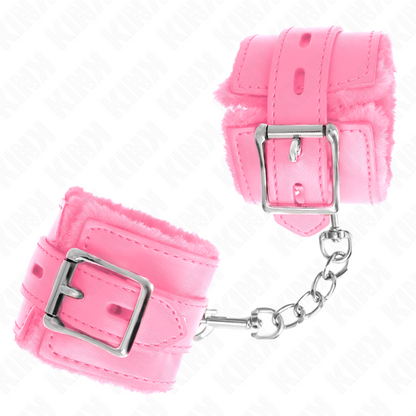 KINK - BRACCIALETTI ROSA CON FODERINE A FORI QUADRATI E CINTURINO ROSA REGOLABILE 17-29 CM X 6 CM