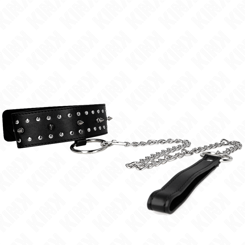KINK - GUINZAGLIO CON BORCHIE ARGENTO 65 CM MODELLO 1 REGOLABILE 36-43 CM X 5 CM