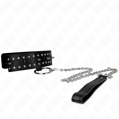 KINK - GUINZAGLIO CON BORCHIE ARGENTO 65 CM MODELLO 1 REGOLABILE 36-43 CM X 5 CM