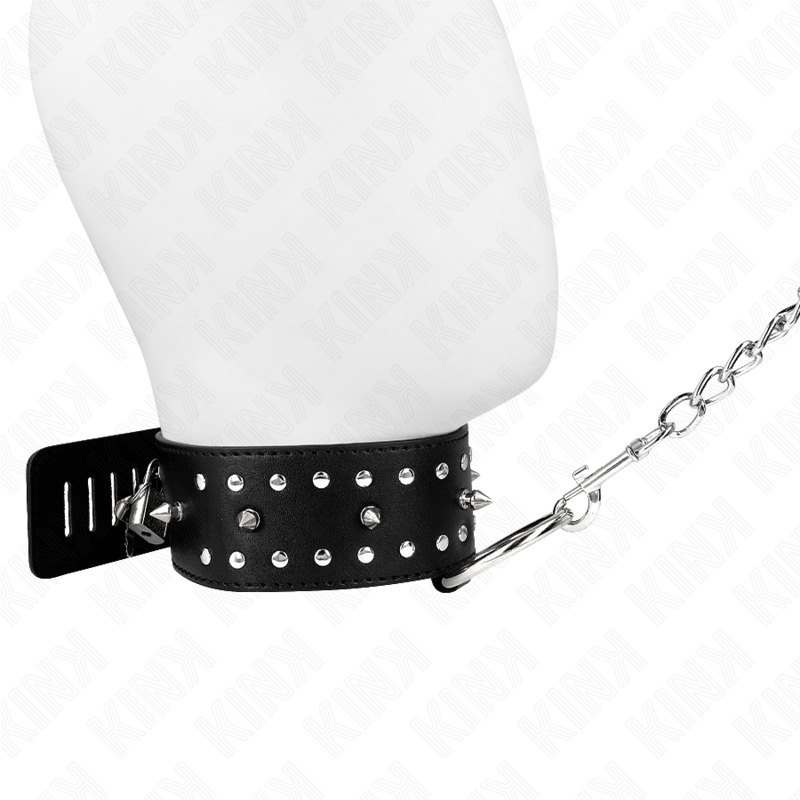 KINK - GUINZAGLIO CON BORCHIE ARGENTO 65 CM MODELLO 1 REGOLABILE 36-43 CM X 5 CM