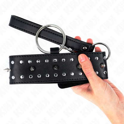 KINK - GUINZAGLIO CON BORCHIE ARGENTO 65 CM MODELLO 1 REGOLABILE 36-43 CM X 5 CM