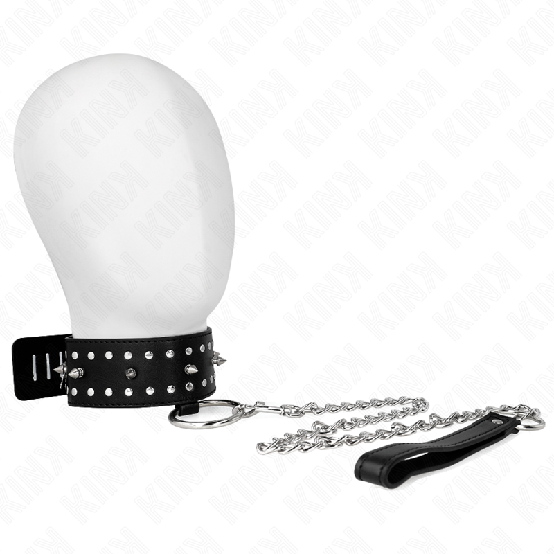 KINK - GUINZAGLIO CON BORCHIE ARGENTO 65 CM MODELLO 1 REGOLABILE 36-43 CM X 5 CM