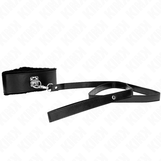 KINK - GUINZAGLIO CON BORCHIE ARGENTO 116 CM MODELLO 4 NERO REGOLABILE 40-48 CM X 6 CM