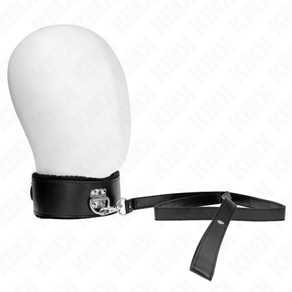 KINK - GUINZAGLIO CON BORCHIE ARGENTO 116 CM MODELLO 4 NERO REGOLABILE 40-48 CM X 6 CM