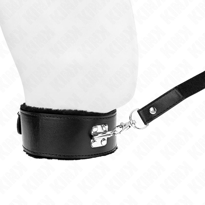 KINK - GUINZAGLIO CON BORCHIE ARGENTO 116 CM MODELLO 4 NERO REGOLABILE 40-48 CM X 6 CM