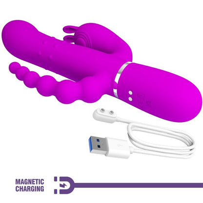 PRETTY LOVE - CAMMY VIBRATORE TRIPLO MULTIFUNZIONALE 4 IN 1 ROSA