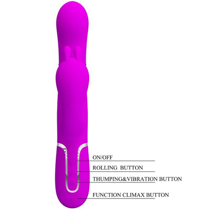 PRETTY LOVE - CAMMY VIBRATORE TRIPLO MULTIFUNZIONALE 4 IN 1 ROSA