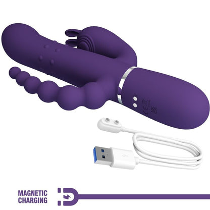 PRETTY LOVE - CAMMY VIBRATORE TRIPLO MULTIFUNZIONALE 4 IN 1 VIOLA