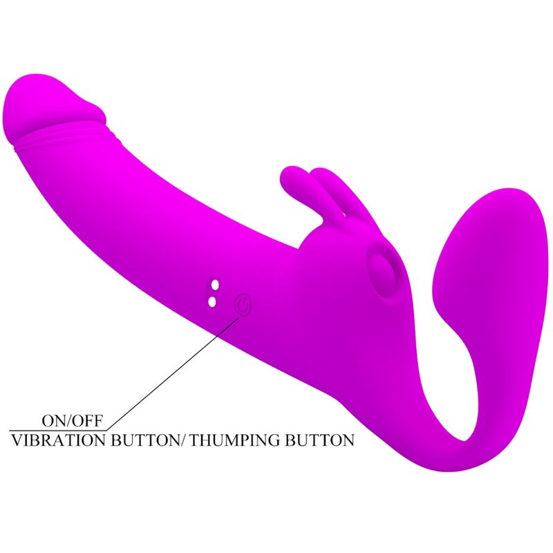 PRETTY LOVE - DILDO ZANINI STRAP-ON SENZA IMBRACATURA 10 VIBRAZIONI VIOLA