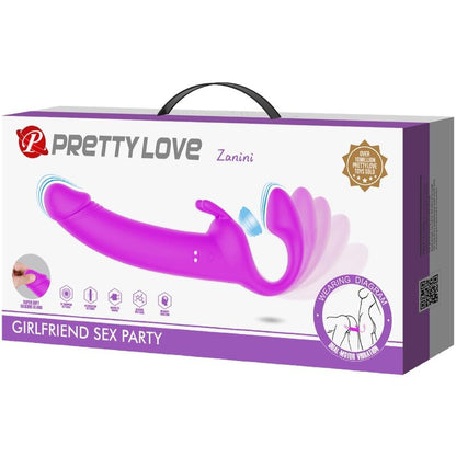 PRETTY LOVE - DILDO ZANINI STRAP-ON SENZA IMBRACATURA 10 VIBRAZIONI VIOLA