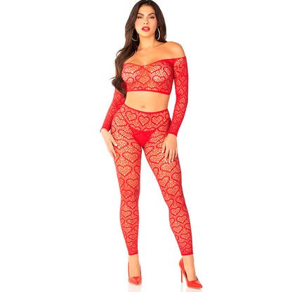 LEG AVENUE - CROP TOP + CALZE ROSSE TAGLIA UNICA