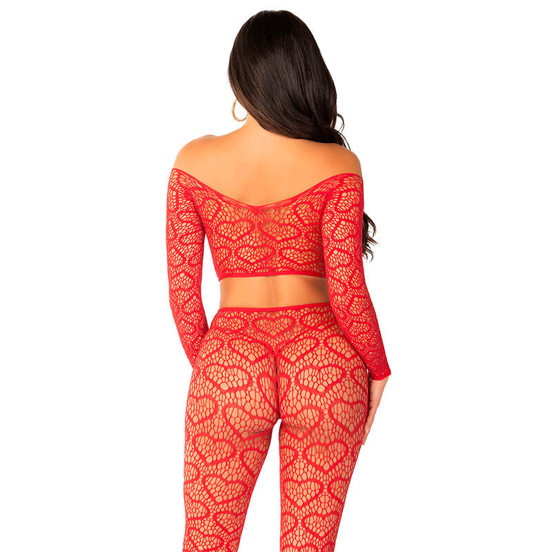 LEG AVENUE - CROP TOP + CALZE ROSSE TAGLIA UNICA