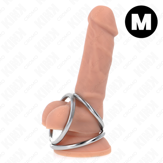 KINK - ANELLO PER PENE TRIPLO IN METALLO CROMATO DA 3,8 CM A 5 CM MODELLO 2