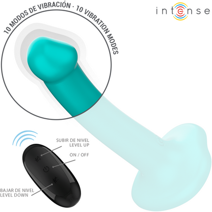 INTENSE - VIBRATORE KATIE CON VENTOSA 10 VIBRAZIONI BLU SCURO TELECOMANDO
