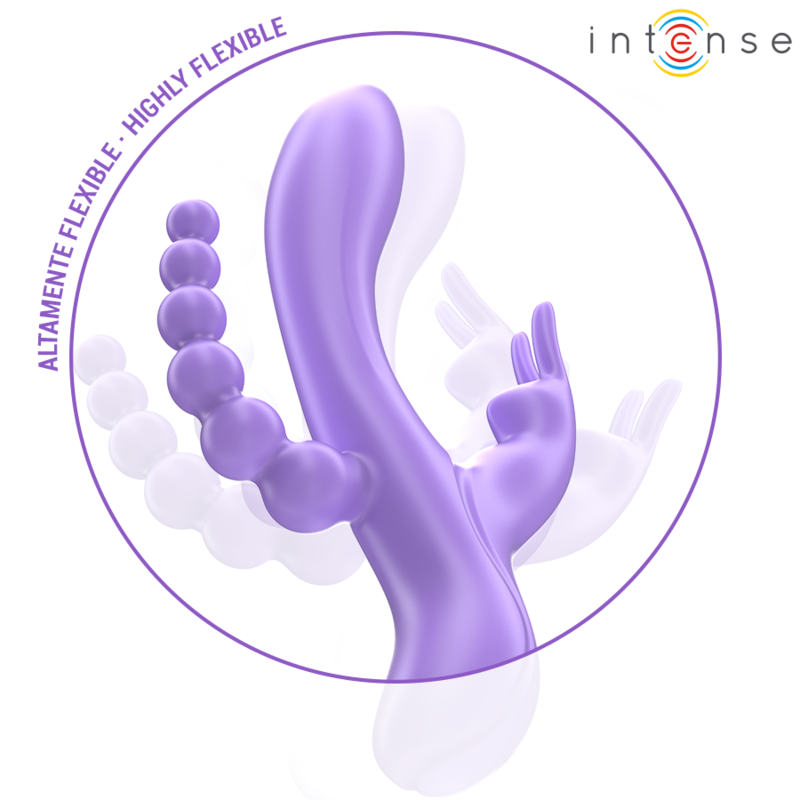 INTENSO - MIKO VIBRATORE E STIMOLATORE TRIPLO RABBIT E ANALE 7 VIBRAZIONI VIOLA
