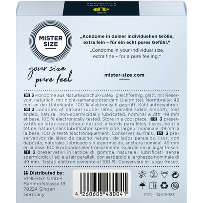 MISTER SIZE - PRESERVATIVI TAGLIA S 49 MM (3 UNITÀ)