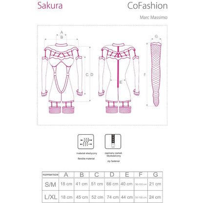 LIVCO CORSETTI FASHION - SAKURA CF 90357 MONO + GUANTES LARGOS + LIGUEROS NEGRO L/XL