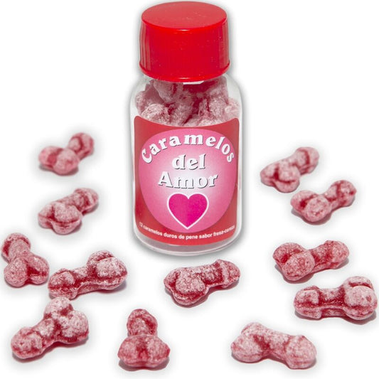 Spicy Devil - 12 caramelle dell'amore a forma di pene alla fragola/ciliegia