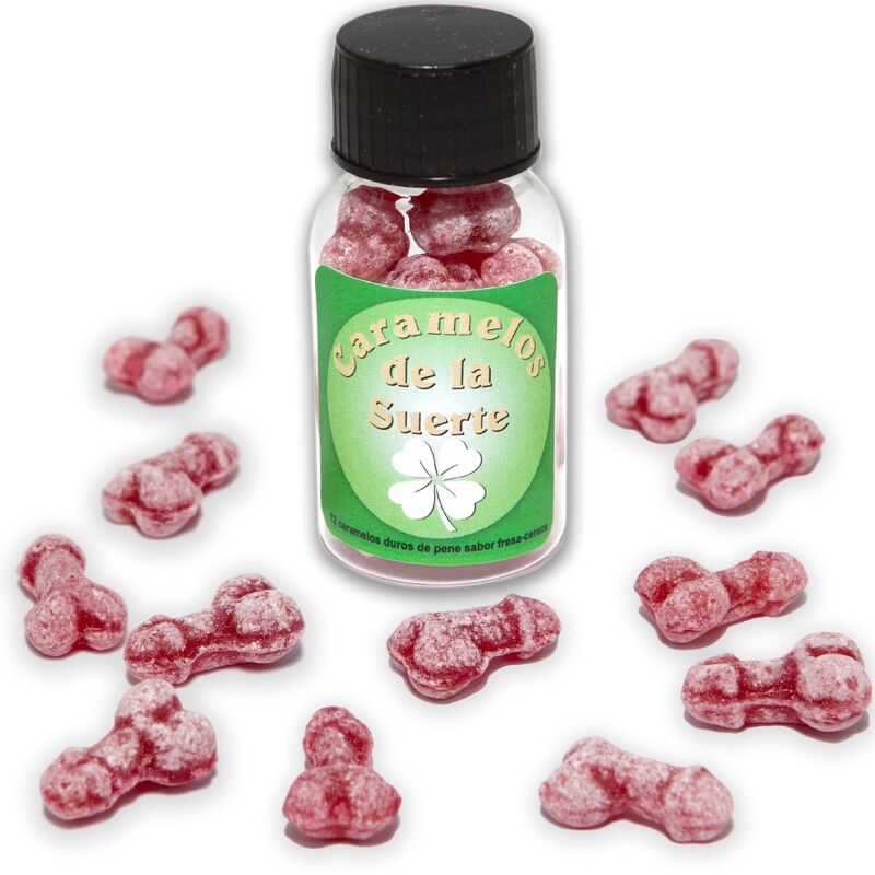 Spicy Devil - 12 caramelle portafortuna a forma di pene di fragola/ciliegia