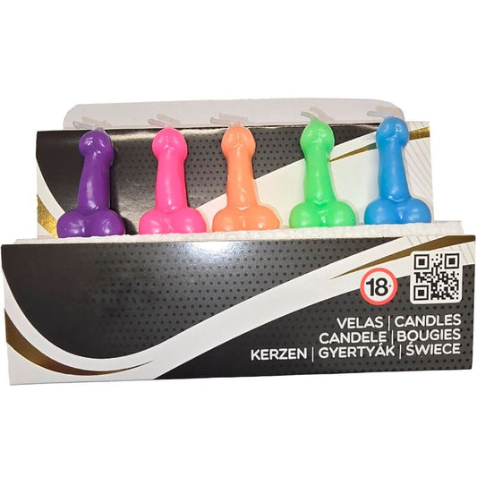 SPICY DEVIL - SCATOLA DA 5 CANDELE A FORMA DI PENE IN DIVERSI COLORI