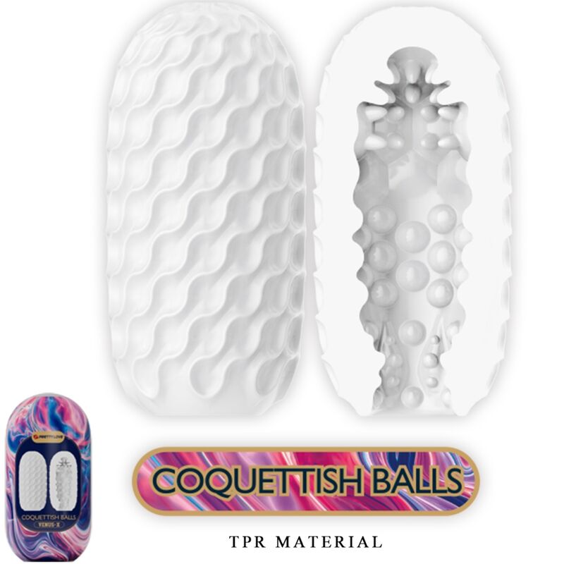 PRETTY LOVE - MASTURBATORE MASCHILE IN SILICONE CON PALLE CIVETTE BIANCO